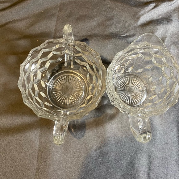 Vintage Prism Cube Glass Sugar Bowl and Creamer - Picture 2 of 6